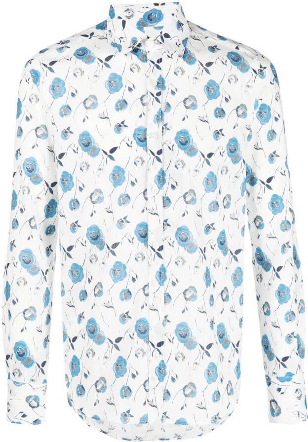 Canali Overhemd met bloemenprint Wit