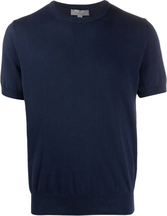 Canali Gebreid T-shirt Blauw