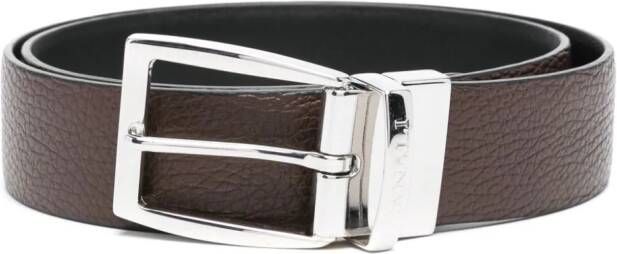 Canali logo-engraved buckle leather belt Bruin