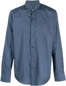 Canali Overhemd met chambray Blauw
