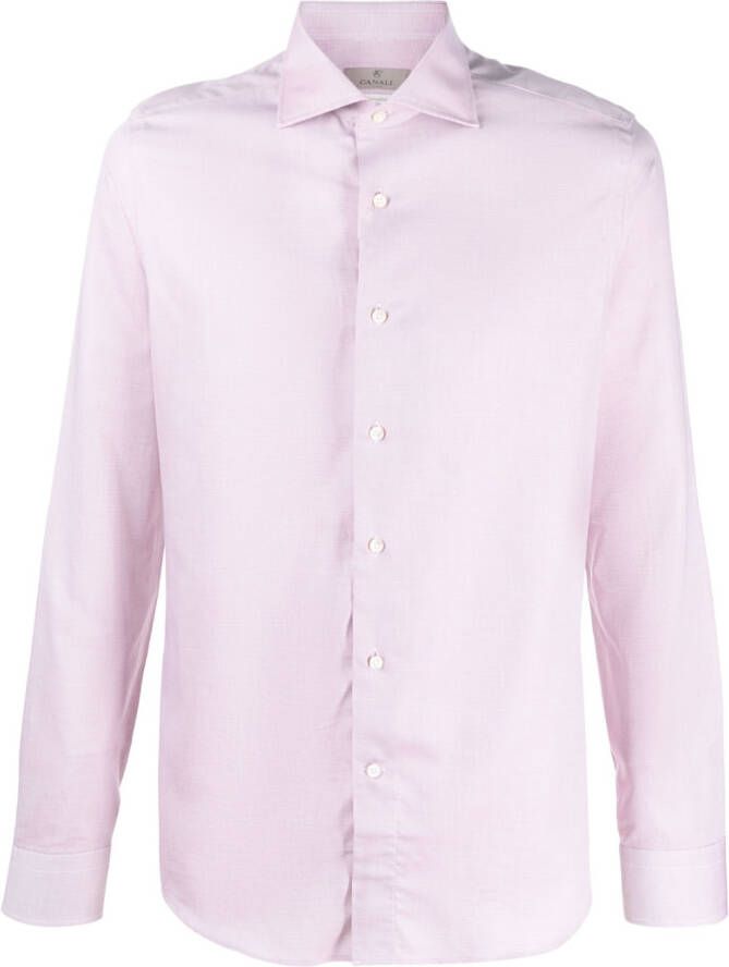 Canali Overhemd met knopen Roze