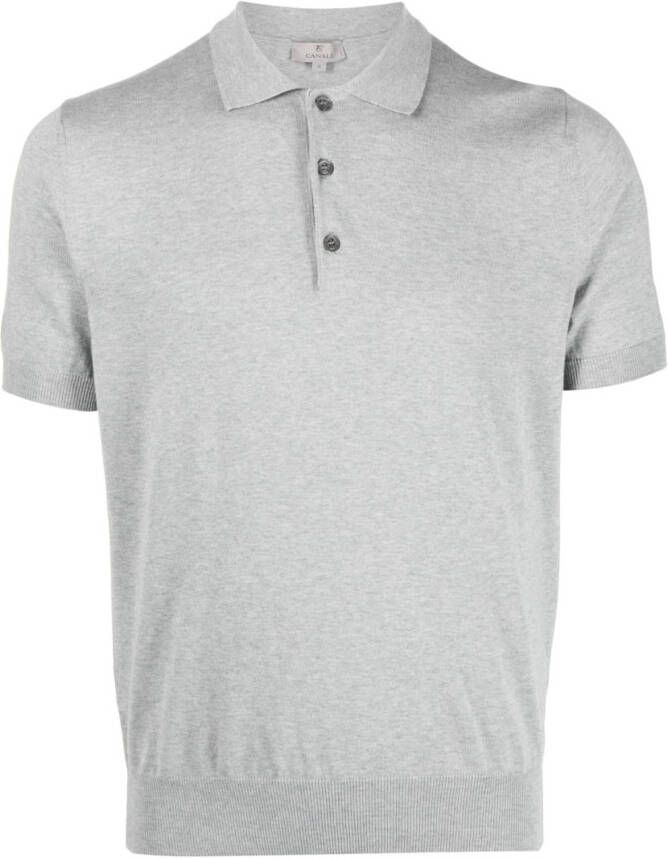 Canali Poloshirt met geribbelde afwerking Grijs