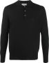Canali Poloshirt met lange mouwen heren Merino 46 Zwart - Thumbnail 1