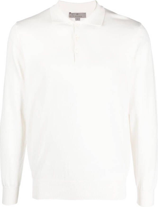 Canali Polotrui met lange mouwen Wit
