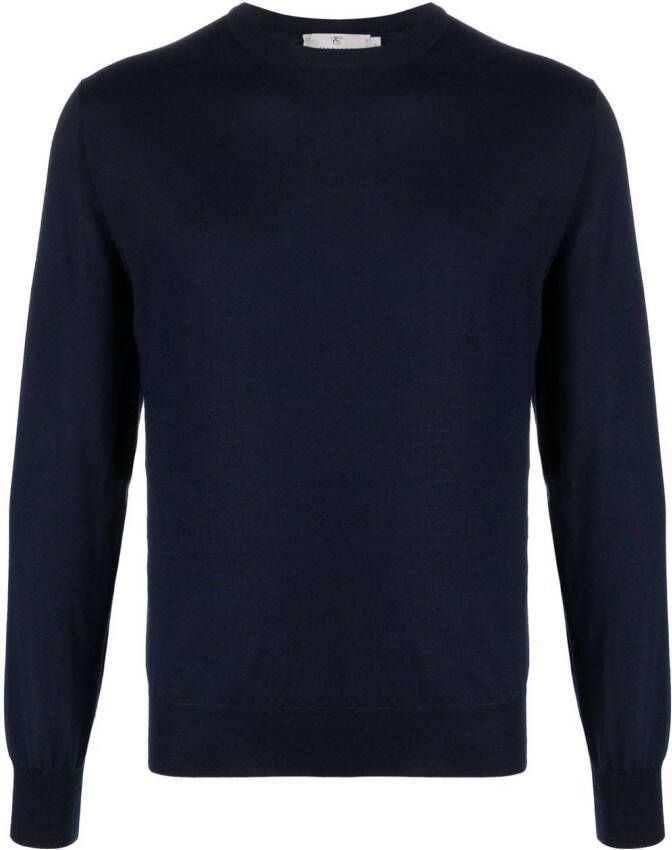 Canali Ribgebreide sweater Blauw