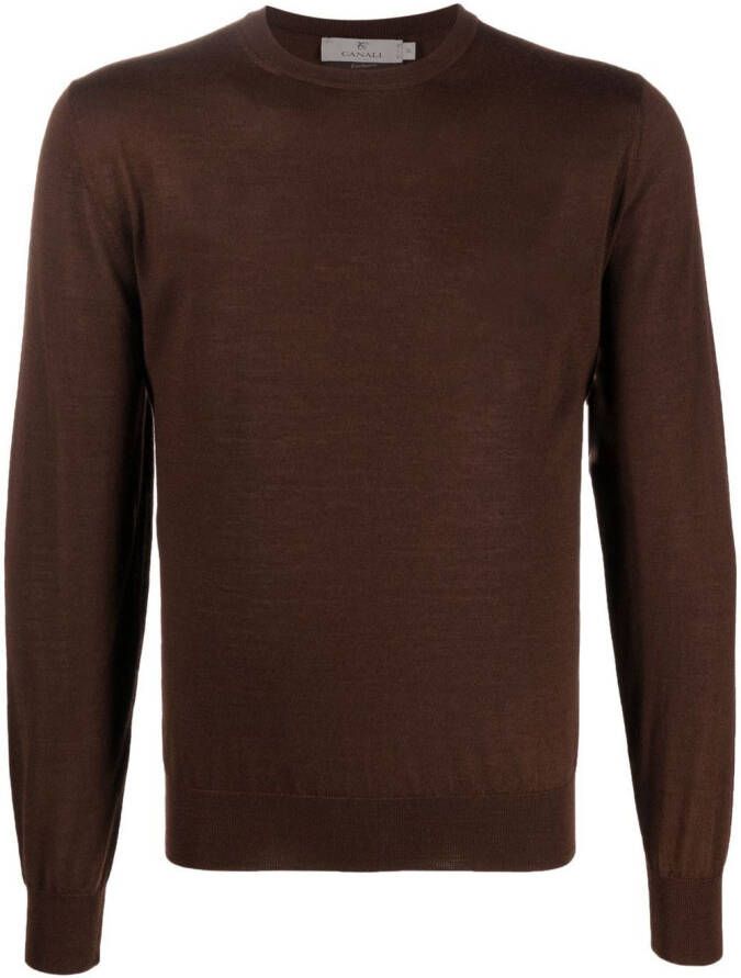 Canali Ribgebreide sweater Bruin