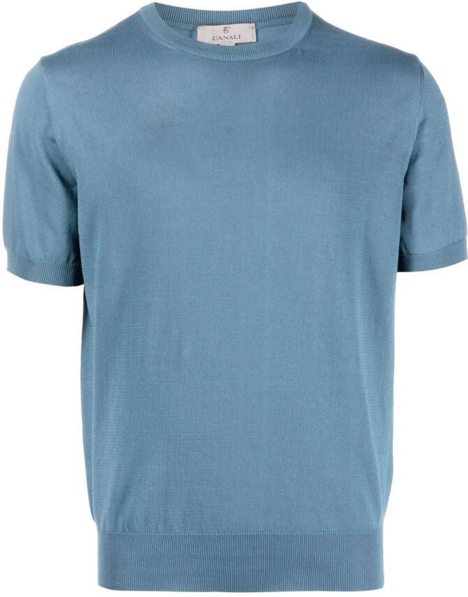 Canali T-shirt met ronde hals Blauw