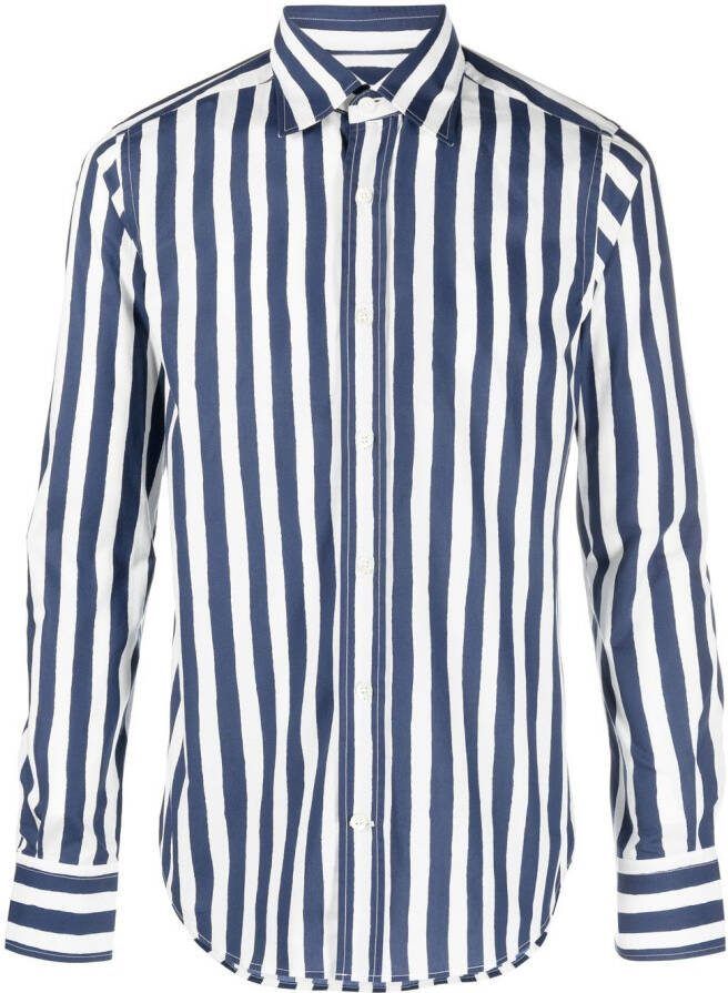 Canali Gestreept overhemd Wit