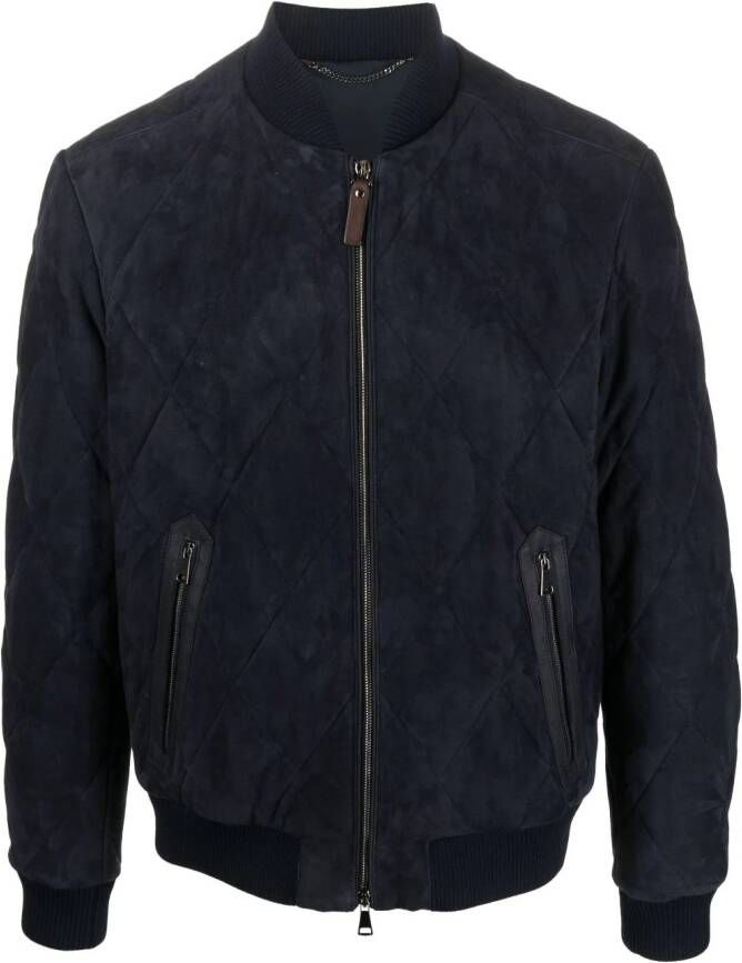 Canali Suède bomberjack Blauw