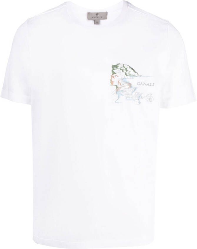 Canali T-shirt met logoprint Wit