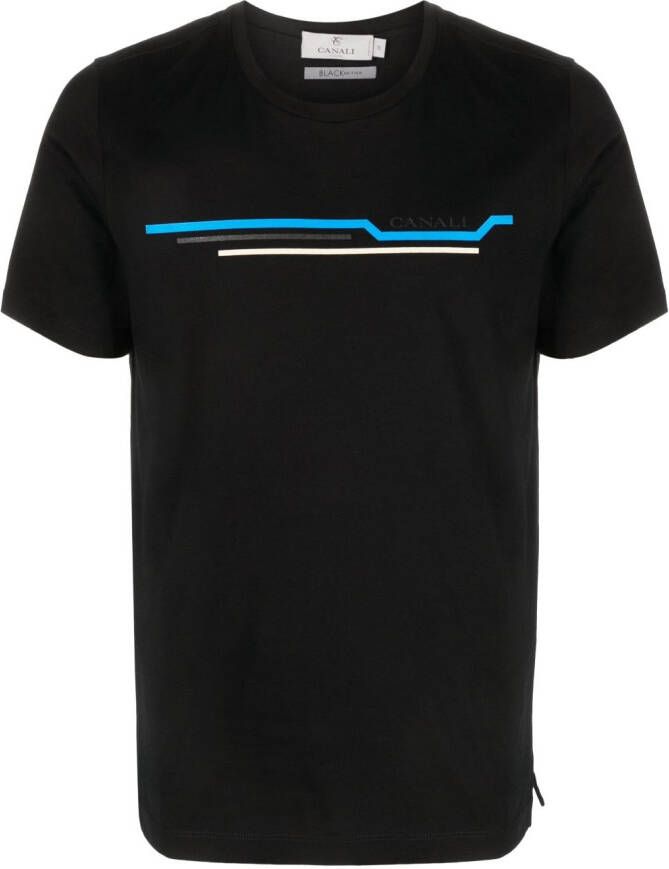 Canali T-shirt met logoprint Zwart
