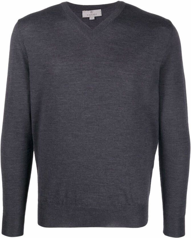 Canali Trui met V-hals Grijs