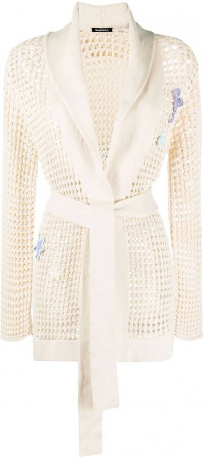 Canessa Opengebreid vest Beige