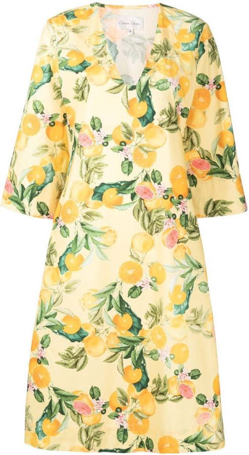 Cara Jurk met botanische print Geel