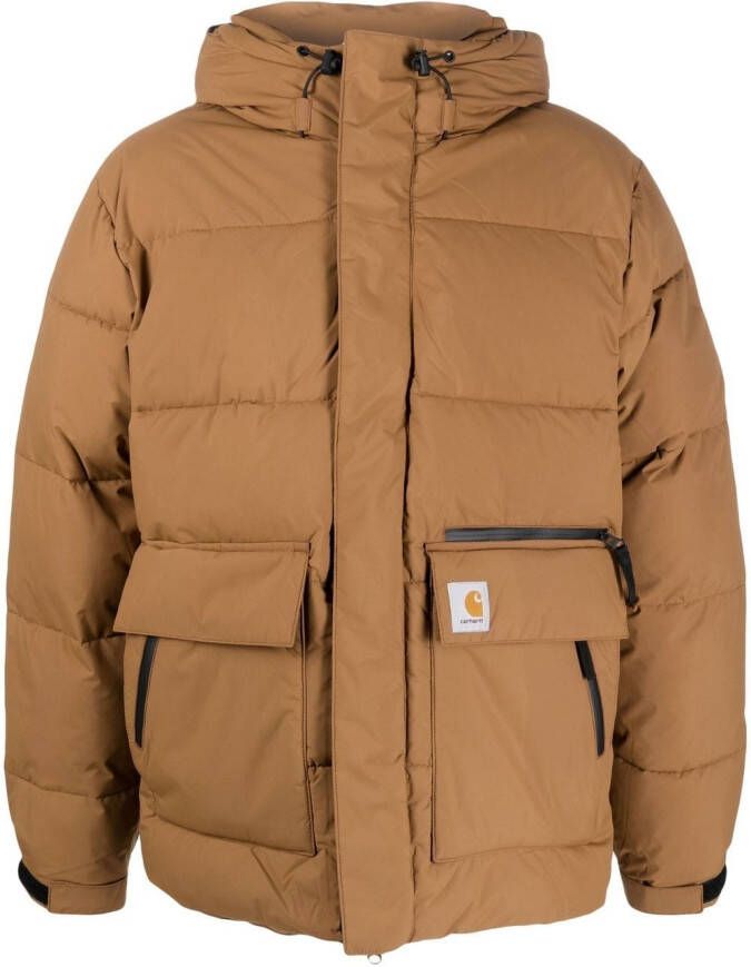 Carhartt WIP Donsjack met logopatch Bruin