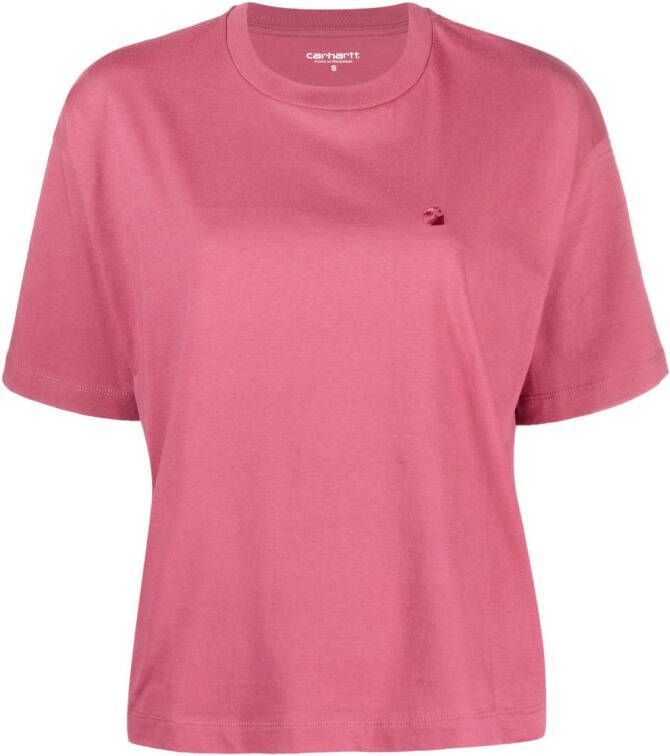 Carhartt WIP T-shirt met geborduurd logo Roze