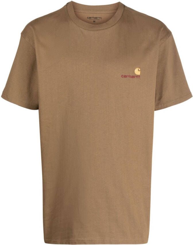 Carhartt WIP T-shirt met geborduurd logo Bruin