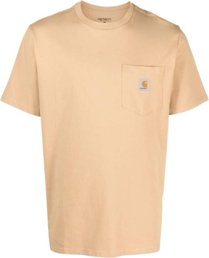 Carhartt WIP T-shirt met logopatch Bruin