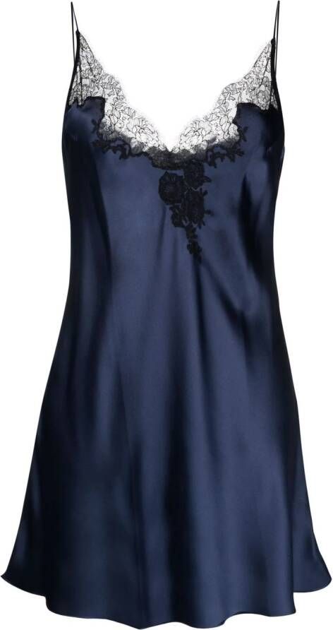 Carine Gilson Jurk met kanten vlakken Blauw