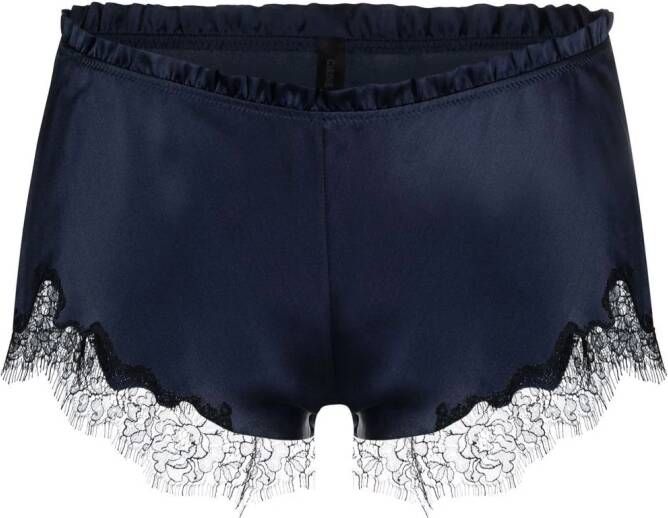 Carine Gilson Pyjamashorts met afwerking van kant Blauw
