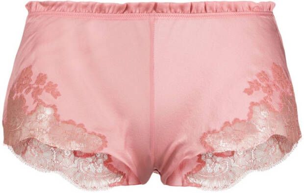Carine Gilson Shorts met afwerking van kant Roze
