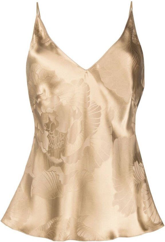 Carine Gilson Zijden tanktop met bloemenjacquard Geel