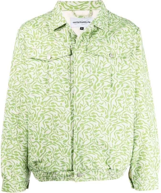 CARNE BOLLENTE Jack met abstracte print Groen