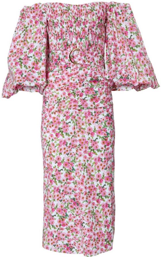 Carolina Herrera Midi-jurk met bloemenprint Roze
