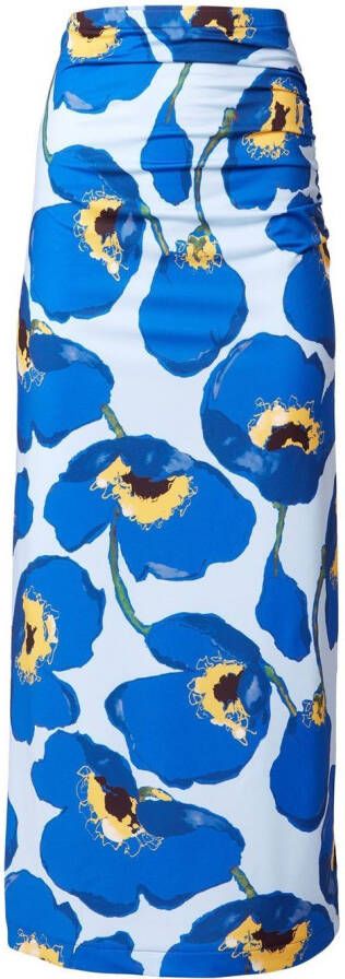Carolina Herrera Midi-rok met bloemenprint Blauw