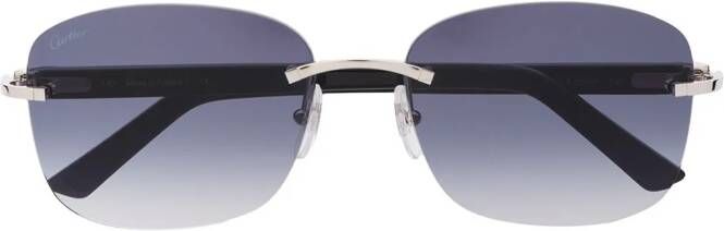 Cartier Eyewear C Décor zonnebril met rechthoekig montuur Blauw