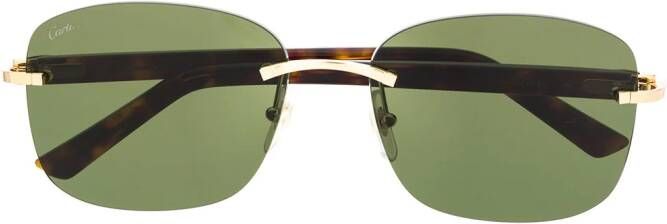 Cartier Eyewear C Décor zonnebril met rechthoekig montuur Zwart