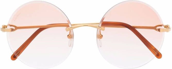 Cartier Eyewear C Décor zonnebril met rond montuur Goud