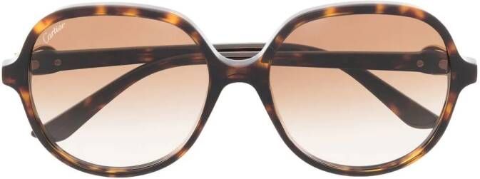Cartier Eyewear CT0350S zonnebril met oversized montuur Bruin
