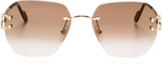 Cartier Eyewear Zonnebril met vierkant montuur Goud
