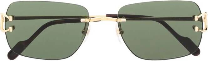 Cartier Eyewear Zonnebril met rechthoekig montuur Goud