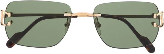 Cartier Eyewear Zonnebril met rechthoekig montuur Goud
