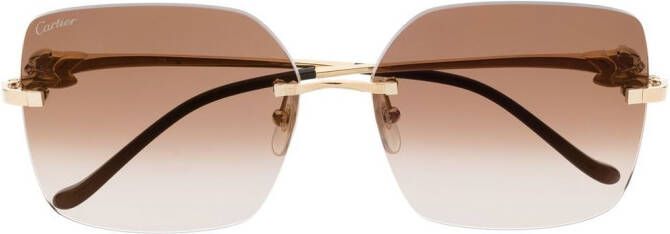 Cartier Eyewear Zonnebril met vierkant montuur Goud