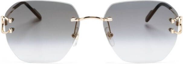 Cartier Eyewear Zonnebril met vierkant montuur Goud