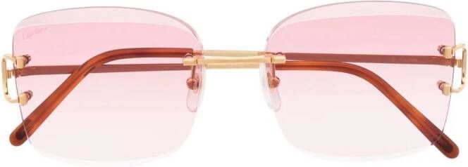 Cartier Eyewear Zonnebril met vierkant montuur Goud