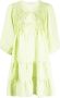 Casa raki Katja linen tiered dress Groen - Thumbnail 1