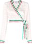 Casablanca Cropped wikkeltop met print Wit - Thumbnail 1