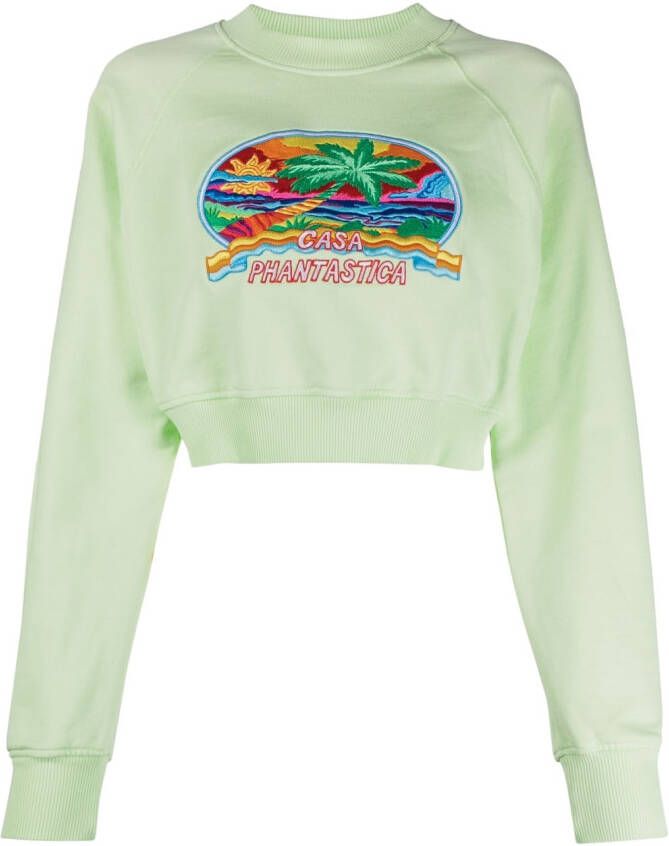 Casablanca Sweater met geborduurd logo Groen