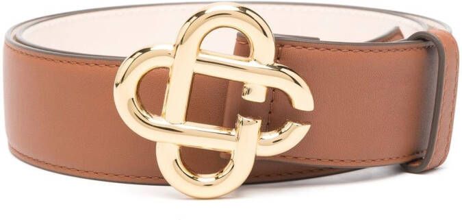 Casablanca Riem met monogram-plakkaat Bruin