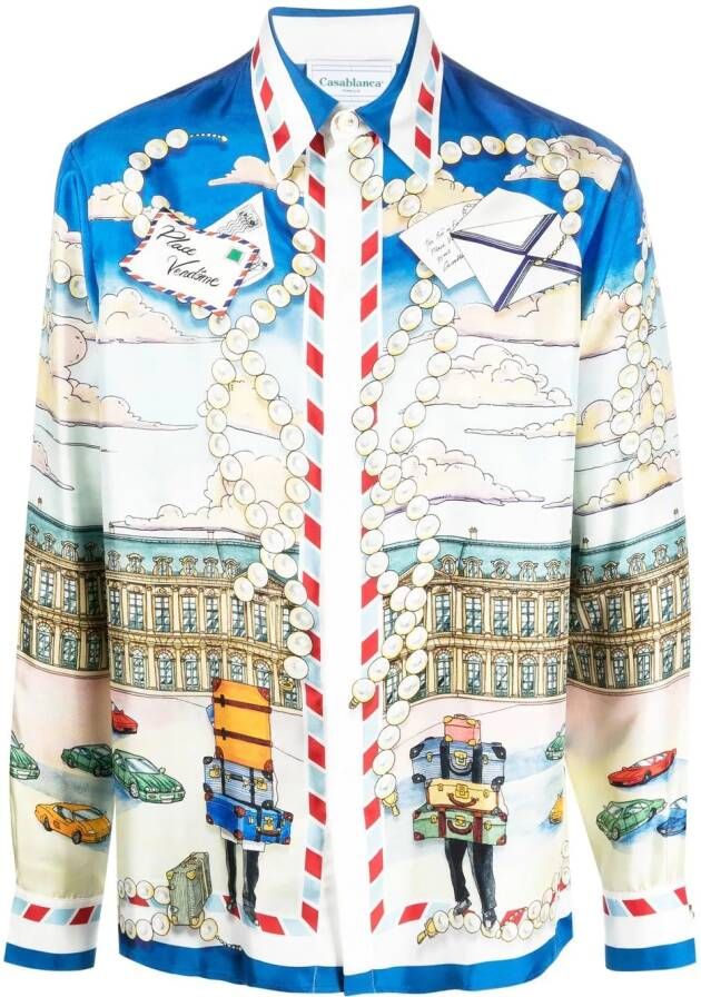 Casablanca Overhemd met grafische print Blauw