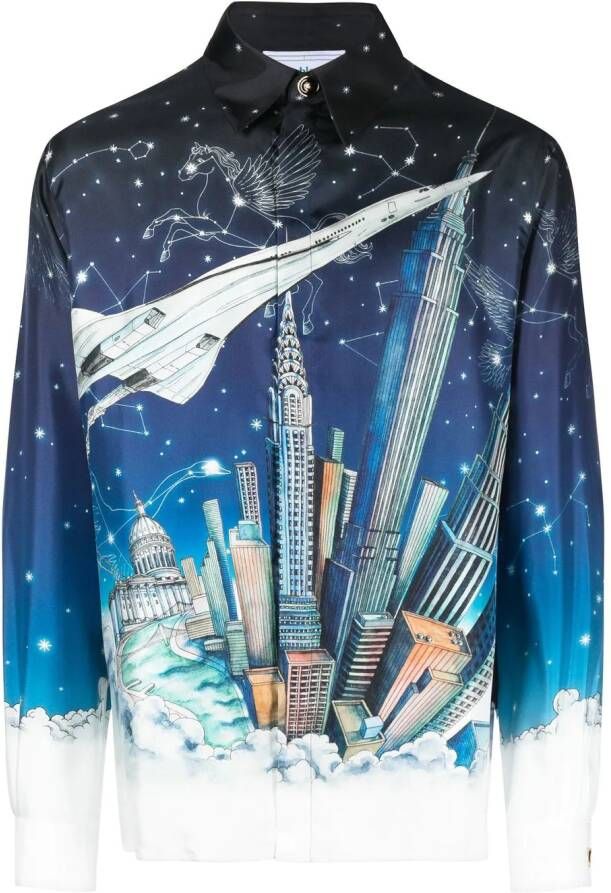 Casablanca Overhemd met grafische print 05 VOL DE NUIT