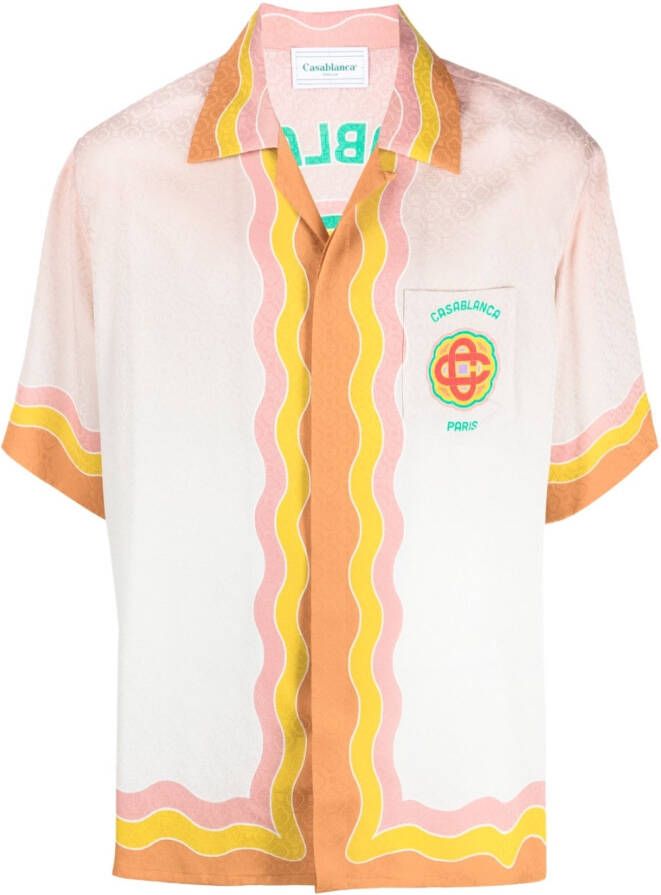 Casablanca rainbow monogram silk shirt Roze