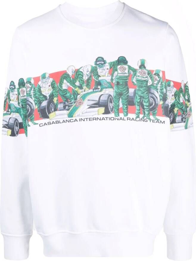 Casablanca Sweater met print unisex biologisch katoen Polyester XXL Wit