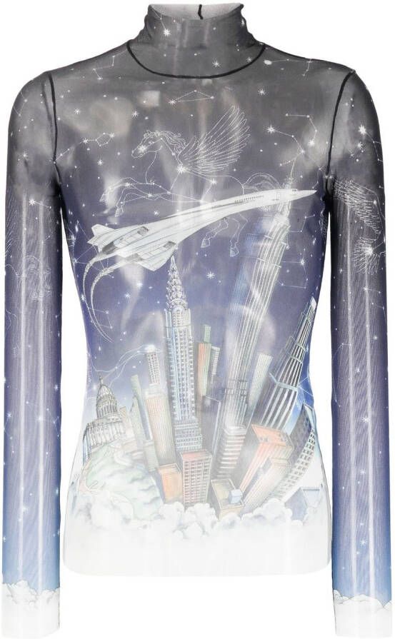 Casablanca T-shirt met grafische print Blauw