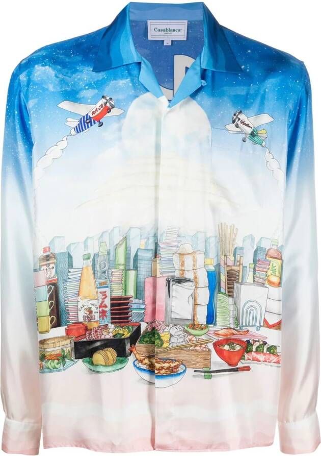 Casablanca Zijden overhemd Blauw