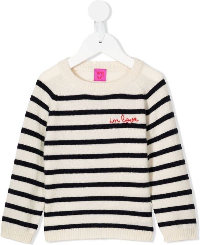 Cashmere in Love Kids Gestreepte trui Wit